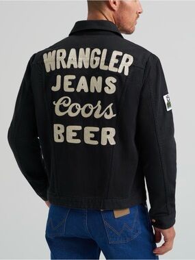 Wrangler Black Jacket with Cream 'Coors Beer' Back Script